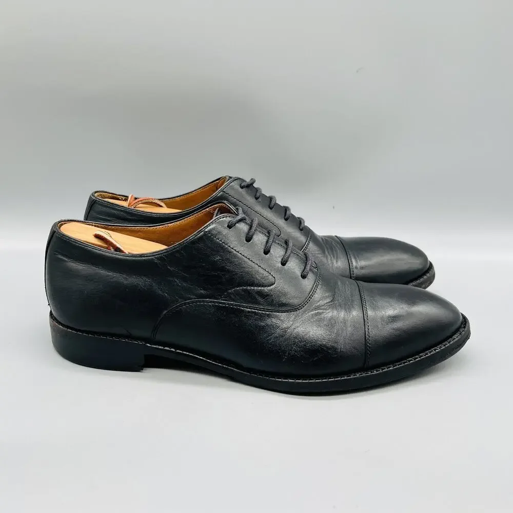 Beckett Simonon Shoes Mens 9 Black Leather Cap Toe Oxford Dress Handmade Classic